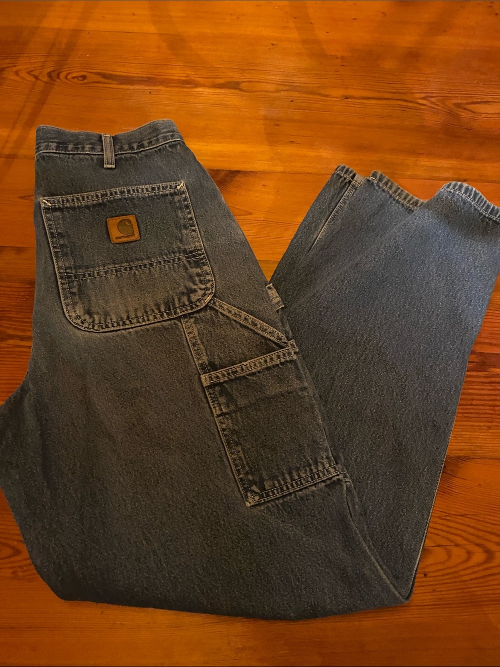 Carhartt Men’s Blue Relaxed Fit Work Jeans with Utility Pocket